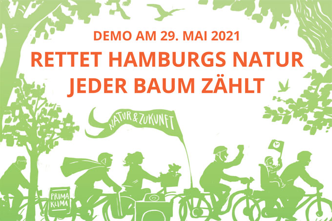 Auf zur Fahrradsternfahrt am 29. Mai: &quot;Rettet Hamburgs Natur - Jeder Baum zählt!&quot; - Bild: Waldretter*innen Hamburg